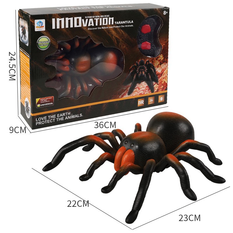 Fun and fun infrared remote controlled spider scary toy Halloween trick high simulation sticky fur crawling wolf spider