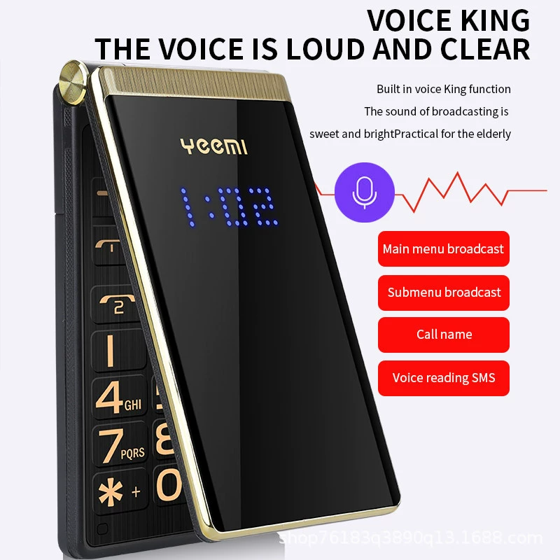 YEEMI M2-C раскладной телефон для пожилых двойной экран крупный шрифт большие кнопки многоязычный