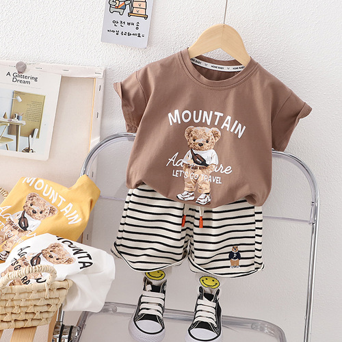 Boys summer cartoon suit short-sleeved  new children's summer clothes sports two-piece set for small and medium-sized children cross-border