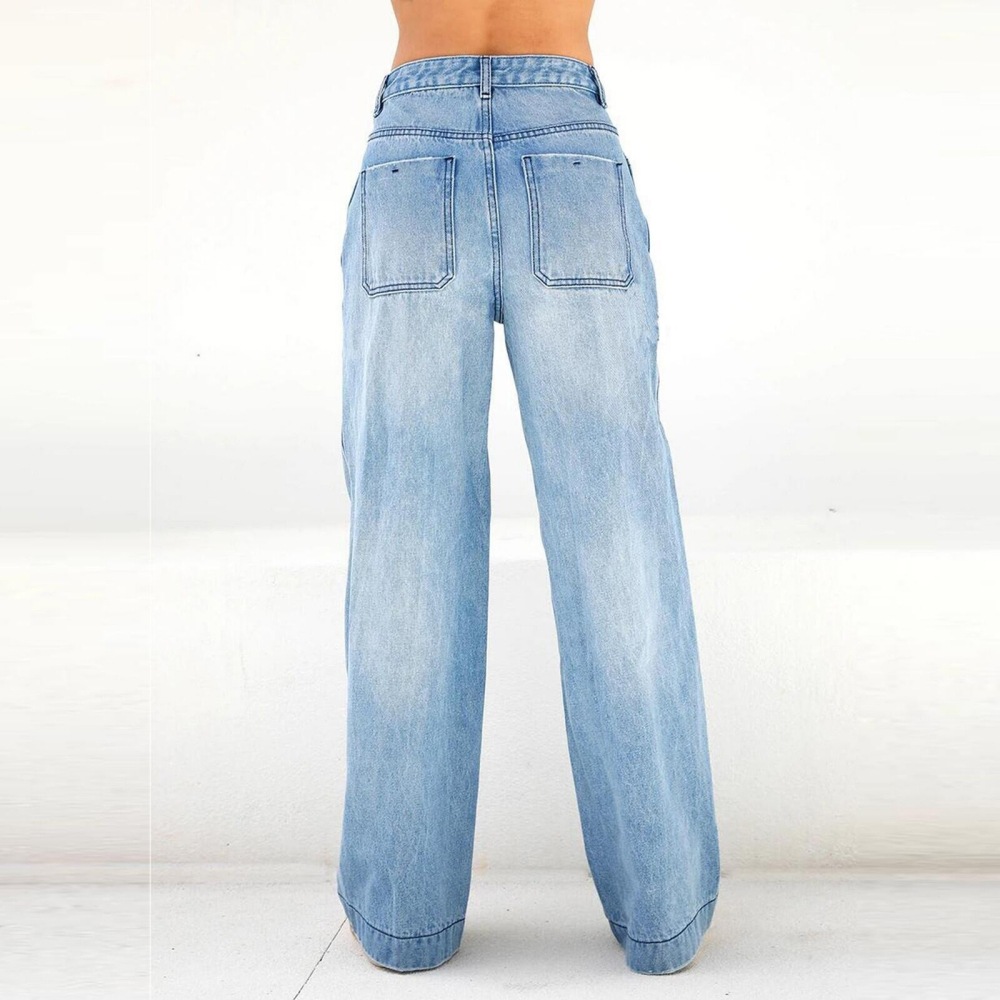 Women's High-Waisted Loose Fit Denim Pants – Stretchy Flared Jeans For Casual & Trendy Outfits (Factory Direct)_ecoleips.com