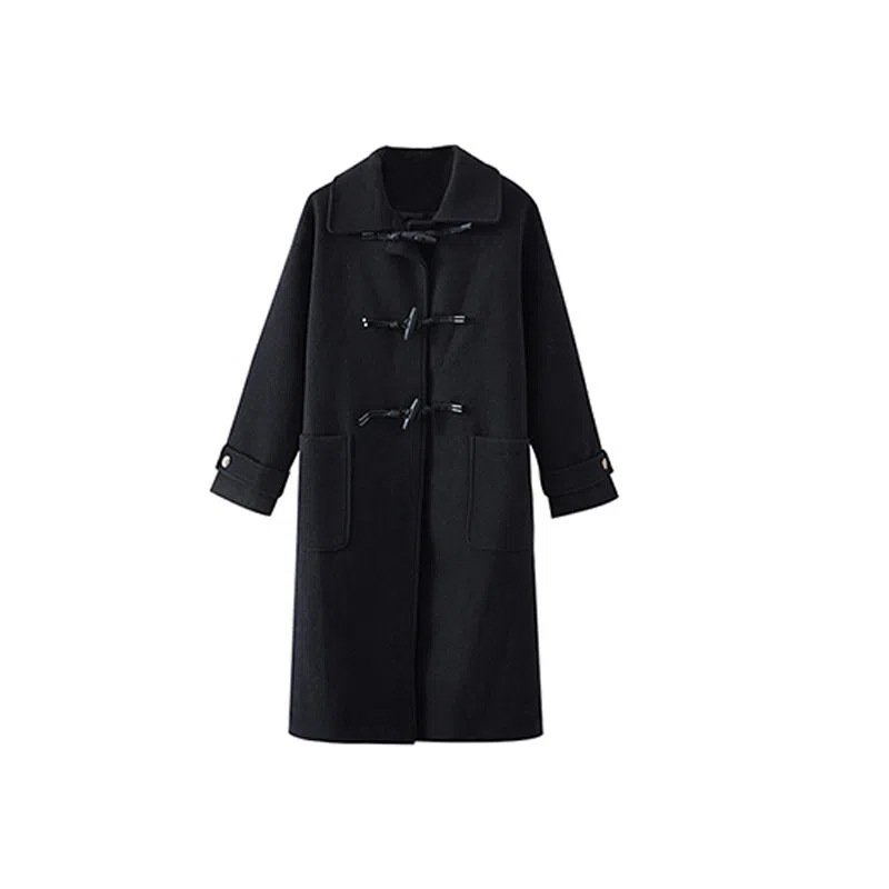 Demi-season fashionable long woolen coat