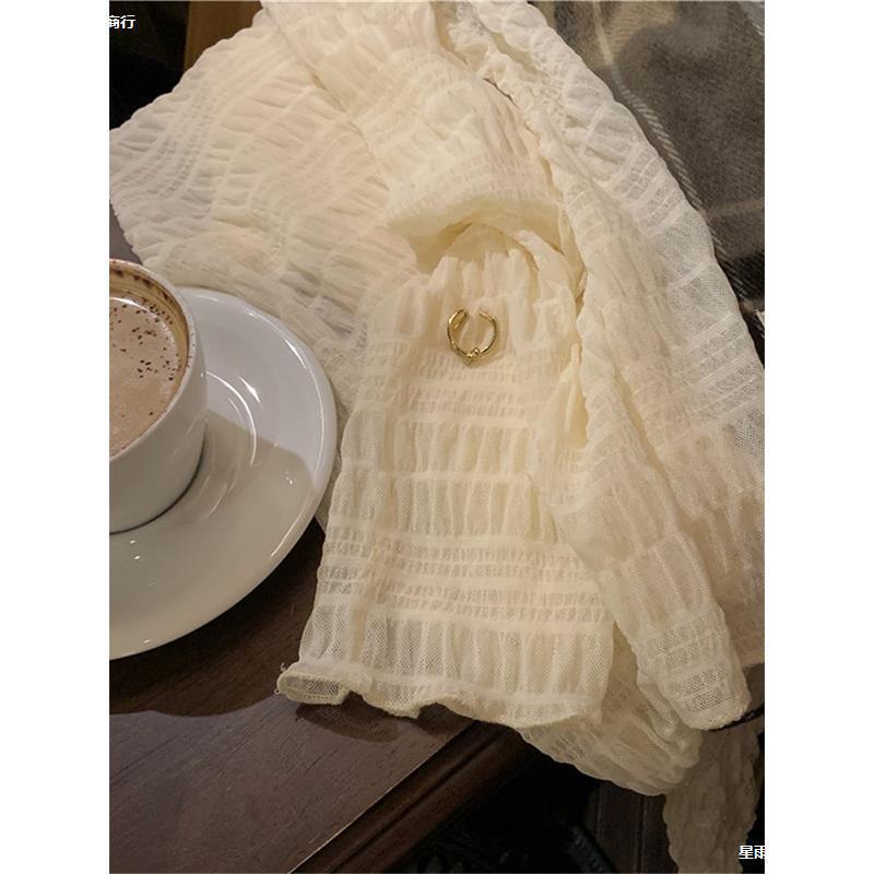 2023 Spring New Style Inner Mesh Bottoming European Style Shirt Hot Style Soft Waxy Lace Shirt Top for Women