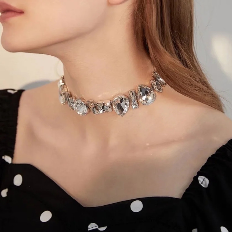 1 Piece Quantity Basic Lady Simple Style Water Droplets Rhinestone Women's Necklace