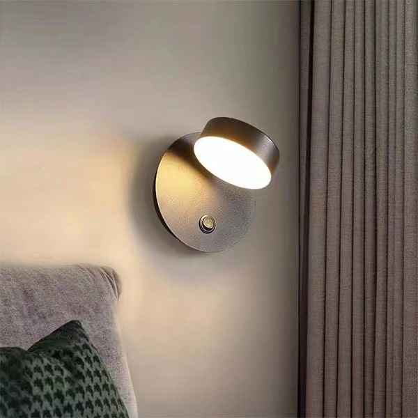 Habitaciones de hotel modernas simples pasillo sala de lectura luces nórdicas creativas con interruptor giratorio dormitorio cabezal de cama lámpara de pared