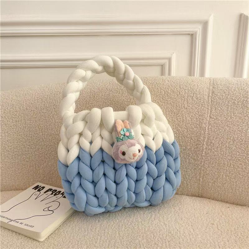 Nuevo coreano casero islandés lana trenzada DIY material bolsa de lana ultra gruesa moda tela de lana tejida a mano bolsa de mano