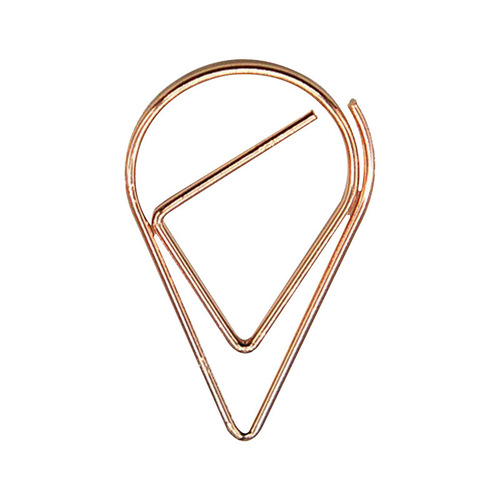 Simple water drop shaped paper clips, cute metal bookmarks, paper clips, office supplies, hand ledgers, decorative stationery wholesale