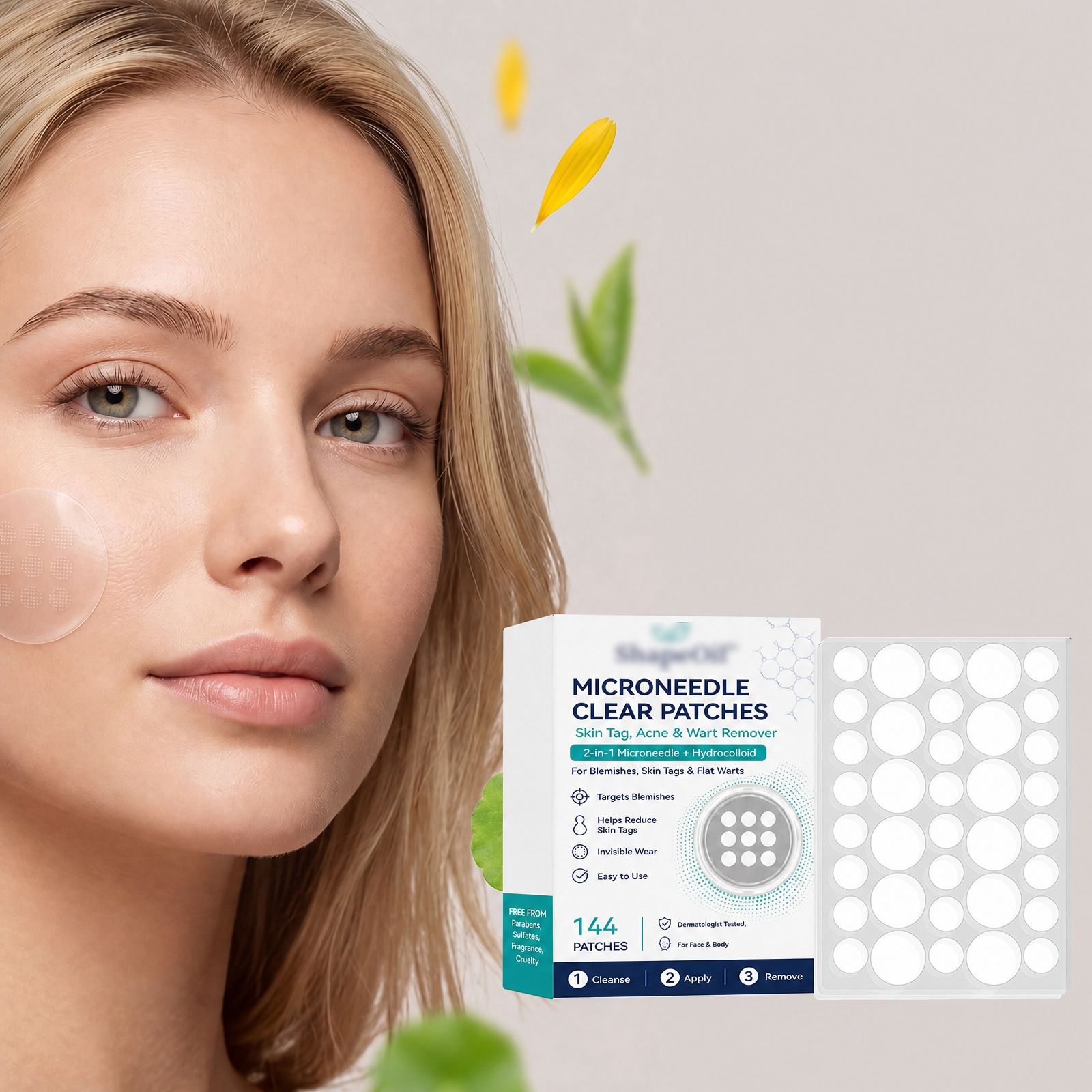 Skin Care Patches with a Gentle Formula for Daily Care of Facial Skin, Leaving It Smooth and Delicate. Portable Skin Care Patches