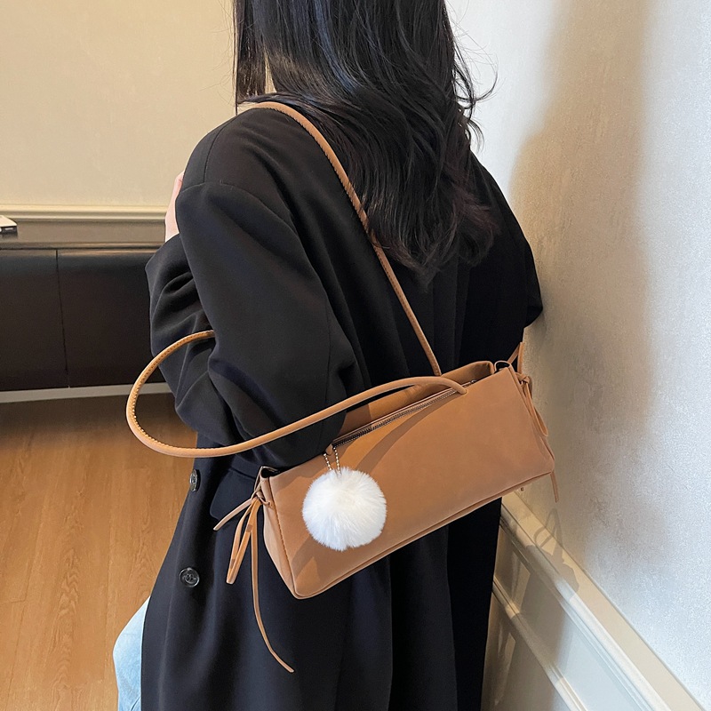 2025 New Retro Shoulder Underarm Bag Suede Matte Texture Women's Handbag Bow Knot Baguette Bag - Thumbnail 6