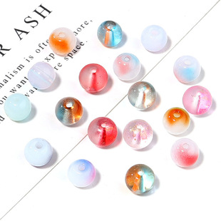 Manufacturer's Ready Stock 8mm Transparent Smudged Glass Spring Color Round Beads DIY Bracelet Necklace Small Jewelry Beads Wholesale