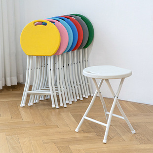 Foldable Stool Portable Plastic Small Stool Sturdy Thickened Household High Stool Adult Round Stool Bench Collapsible Stool
