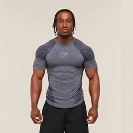 跨境GYMSHARK新款美式肌肉健身男士运动休闲跑步速干透气紧身T恤