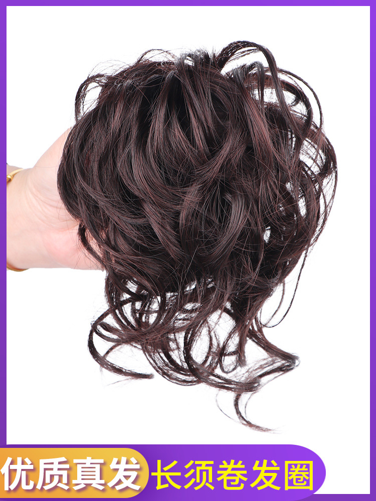 丸子頭 真發假發發圈蓬松自然增發量假發包卷發圈發飾廠家批發