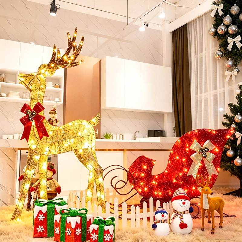 Cross-Border Christmas Reindeer-Shaped Lights, Christmas Glowing Reindeer Carriage, Family Decoration, Large Scene Arrangement Decorations Cross-Border Christmas Reindeer-Shaped Lights, Christmas Glowing Reindeer Carriage, Family Decoration, Large Scene Arrangement Decorations