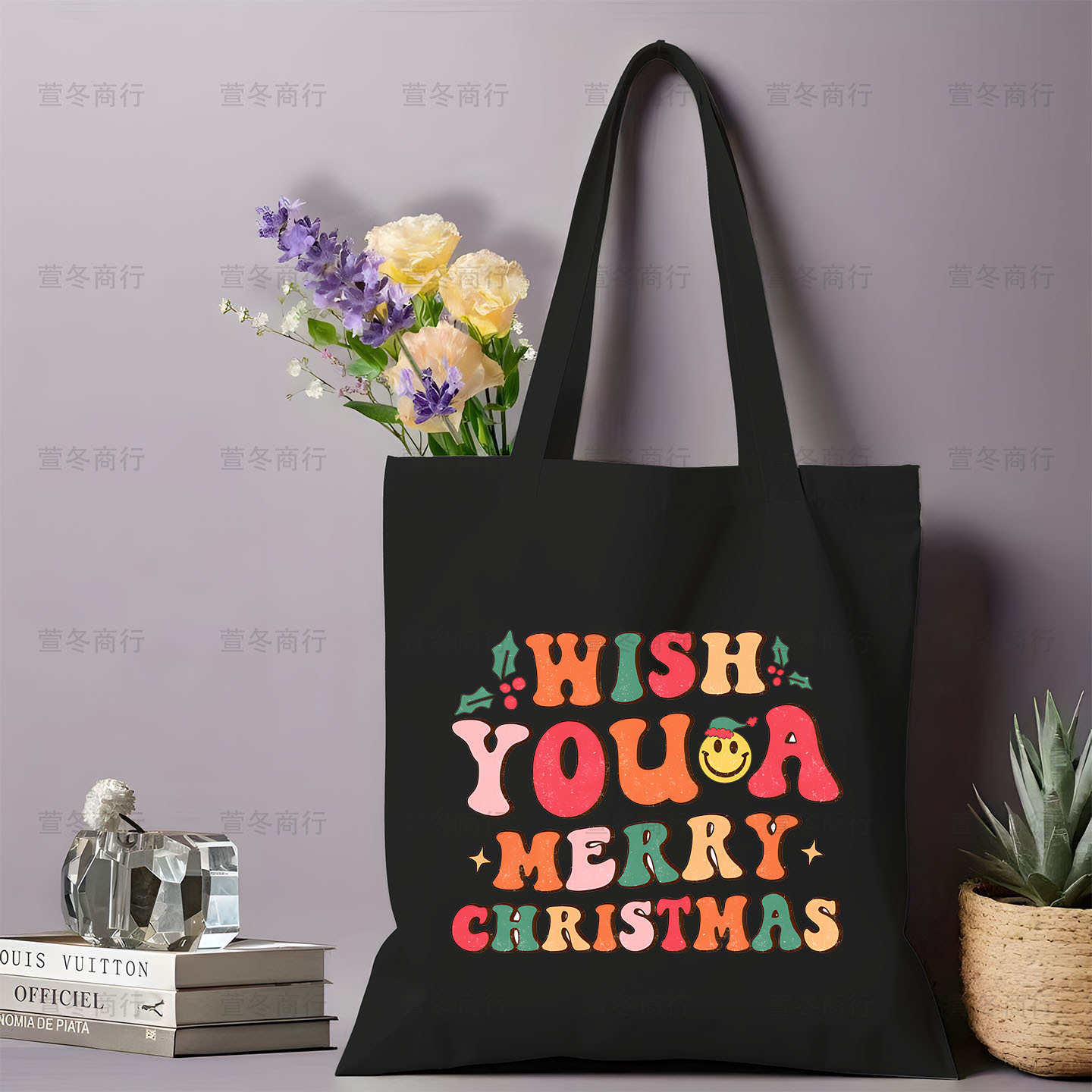 Bolsa de lona de Santa Claus de dibujos animados estudiantes bolsas de lona de mano de Navidad bolsas de hombro de gran capacidad ventas calientes transfronterizas