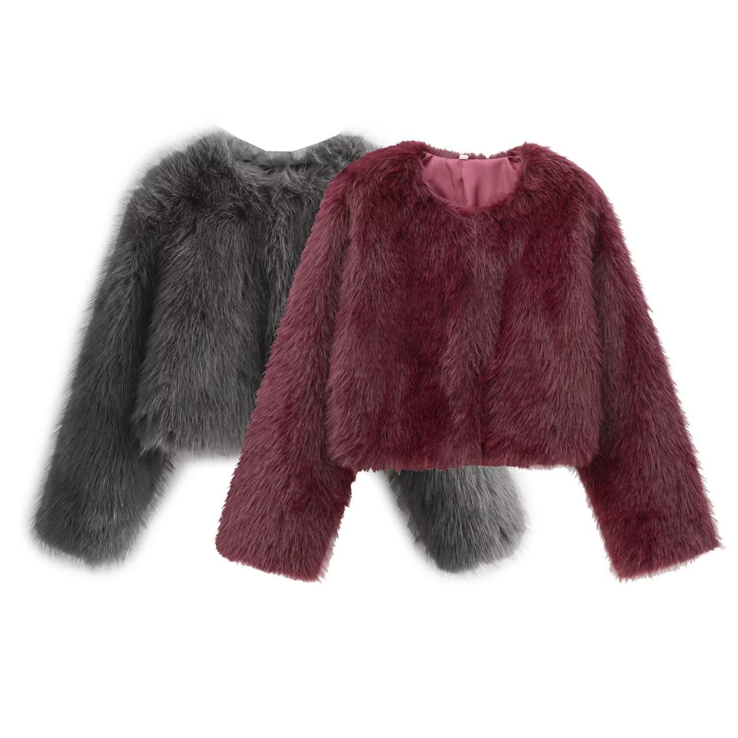 Women's Clothing Artificial Fur Effect Short Jacket 6318261_voghion.com