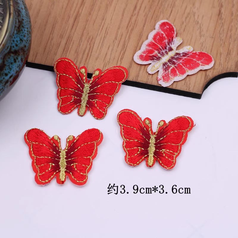 Patch bordado nacional de bordado de mariposa de tela de moda de oro parche de ropa de planchado de cabello accesorios