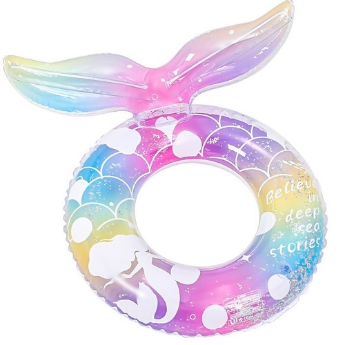 Swimming Ring for Mermaid Tail, Child Steering Wheel Seat Ring, Thick Inflatable Submerged Pocket Ring for Little Girls, Underarm Ring