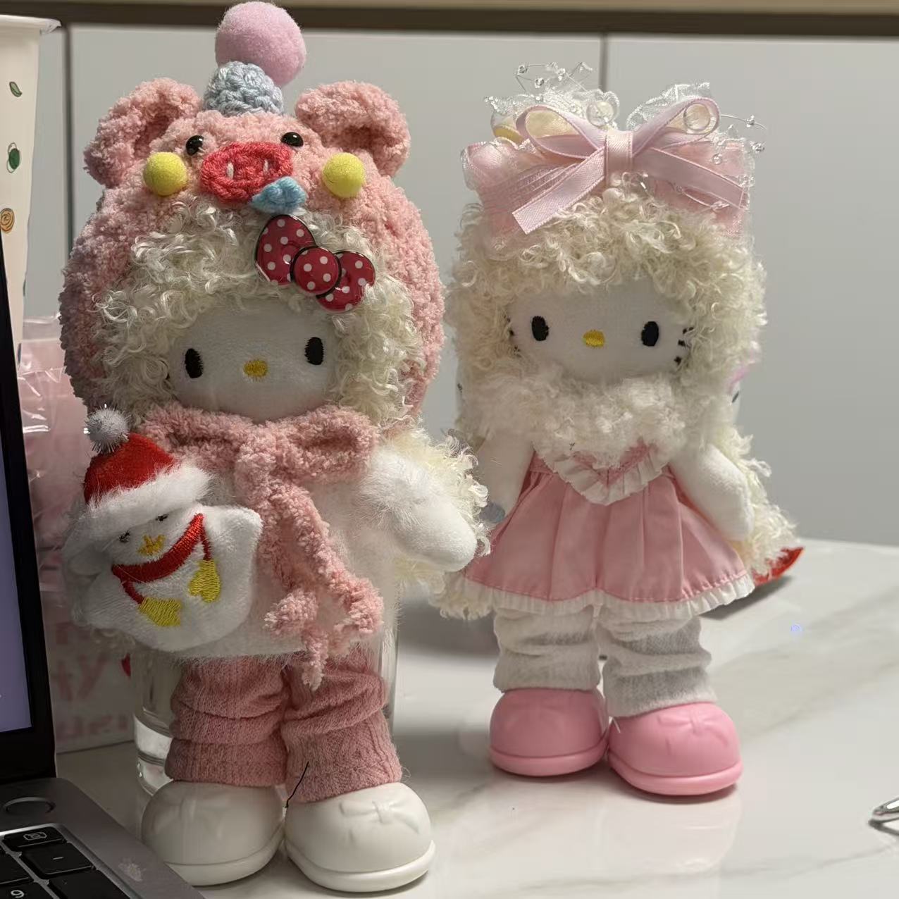 可爱香风校园风长腿kitty毛绒公仔包包挂件钥匙扣挂饰礼物高级感