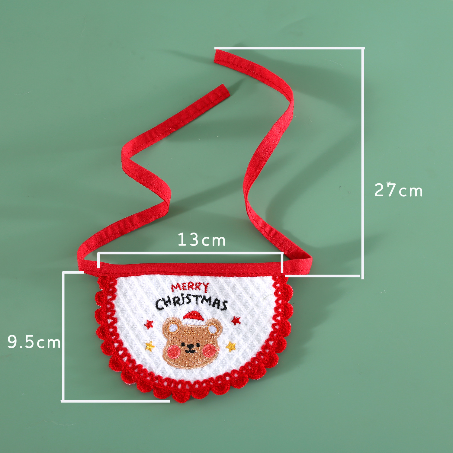 Bordado Feliz Navidad oso traje de mascota fieltro estrella de cinco puntas de dibujos animados tridimensional sombrero babero bufanda gato perro conejo