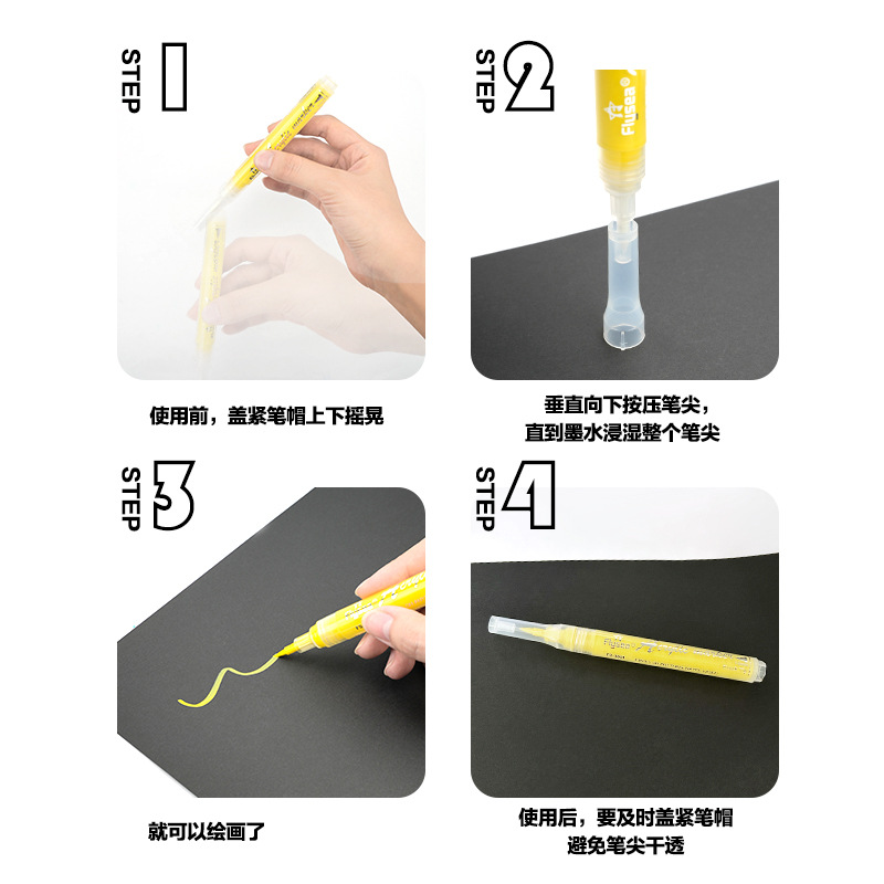 Juego de rotuladores acrílicos de cabeza suave Yueyang, rotuladores de colores DIY de 12 colores, rotuladores de pintura de válvula de cabeza suave aceitosa