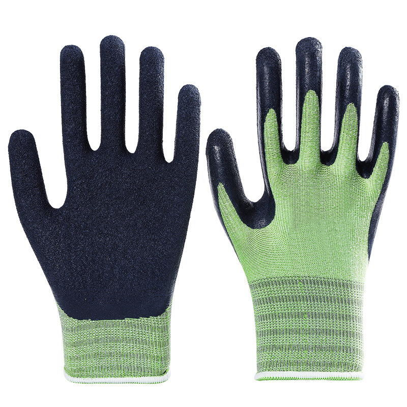 Guantes de espuma de látex antideslizante, resistente al desgaste, transpirable, flexible y elástico para el manejo del sitio de construcción, trabajo seco, guantes de protección laboral de jardinería