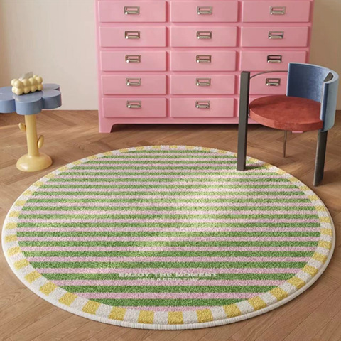 -라운드-웰 스트라이프 핑크와 그린