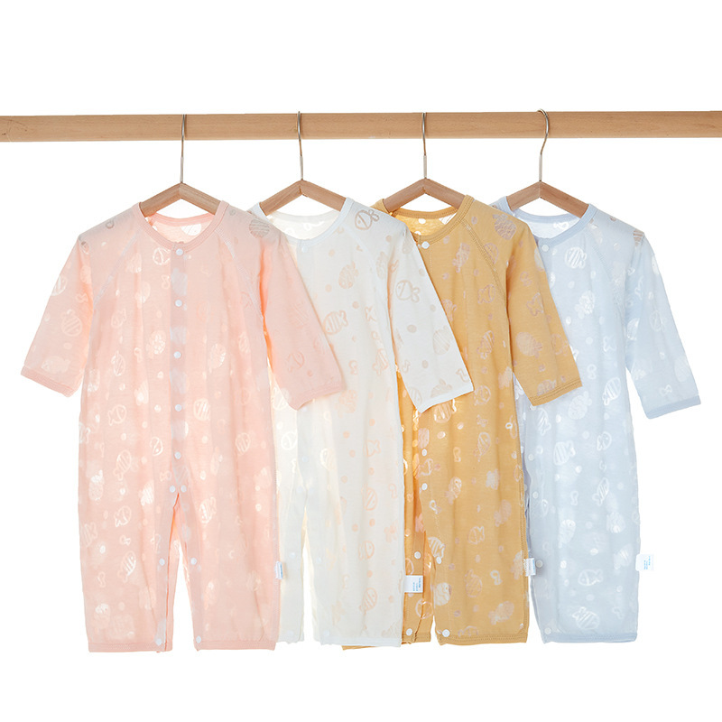 Baby Clothes Summer Air-conditioning Wear Thin Long-sleeved Newborn Toddler's One-piece Clothes Baby's Pajamas Summer Breathable Clothes