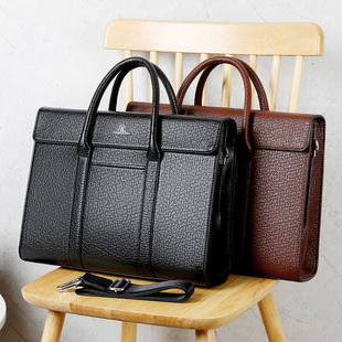 New Men's Handbag Business Bag Soft Leather Large Capacity Shoulder Crossbody Bag Cross Style Boutique Official Briefcase for Men