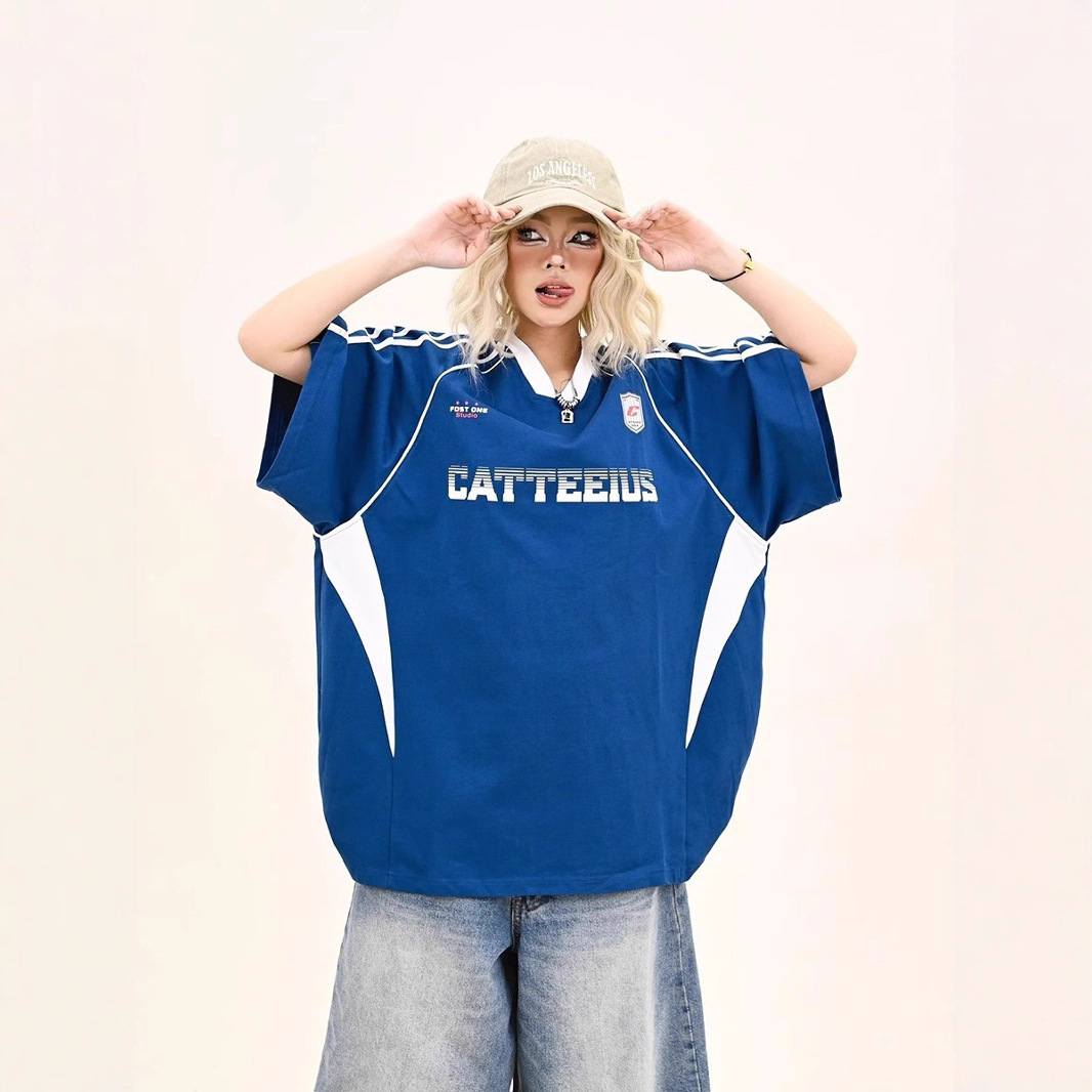 Amrican-styl Sports Short-slv T-shirt Mn And Womn, Loos Fit For Summr, Coupl's Raglan Slv V-nck_viptrois.com