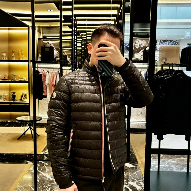 Mengjia Classic DANIEL Solid Color Zipper Casual Lightweight Nylon Stand Collar Black M Brand Men's Down Jacket