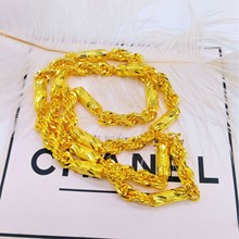 黄铜饰品 男士项饰 霸气麻花链 镀金色装饰品 男项链 跨境厂批发