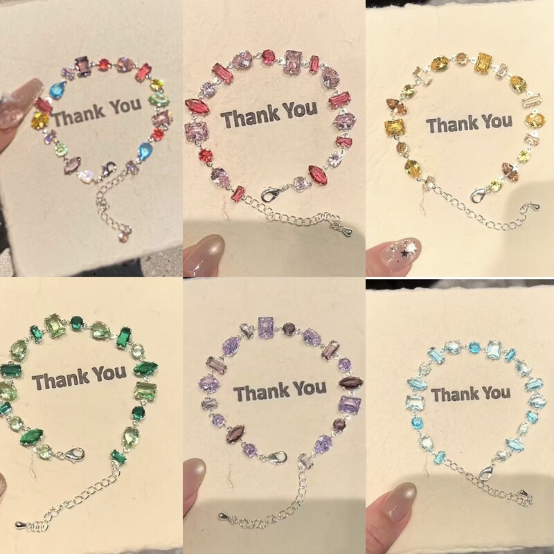 "Rainbow Paradise" Dopamine Colorful Candy Rhinestone Bracelet, Sweet, Luxurious, High-end, Summer Fresh and Simple Jewelry