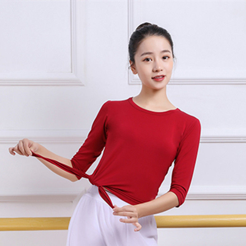 Primavera y verano ropa de danza de entrenamiento de mujeres camisas de mangas cortas forma de danza clásica pantalones de piernas largas fábrica de comercio al por mayor