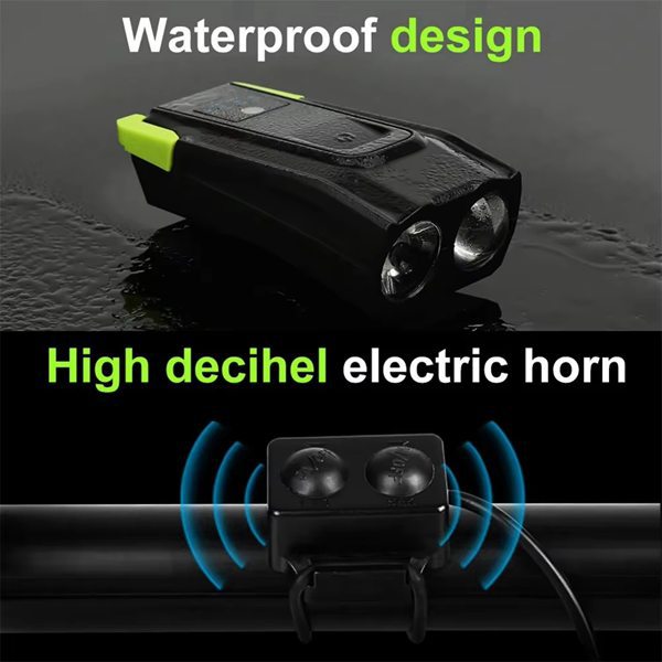 1 Set Color: Red Material: ABS Bicycle Front Light With Horn USB Rechargeable Smart Sensor_voghion.com