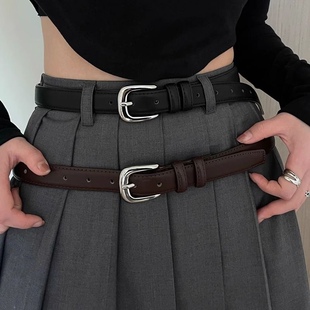 Wardrobe BI Belt for Women, Simple and High-end Bright Silver Buckle Belt, Student Youth Decoration, Korean Style Trouser Belt
