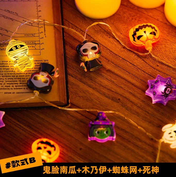 Arreglo de escena de cadena de luces de Halloween de Amazon cadena de luces LED de calabaza decoración de vacaciones al aire libre cadena de luces LED de Halloween