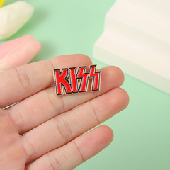 New European and American alloy accessories KISS band alloy brooch clothes bags baked paint badge anti-glare pin 