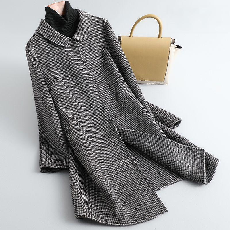 2025 Autumn New High-End Double-Sided Woolen Mid-Length Large Size Women's Double-Sided Woolen Coat Women's Woolen Jacket