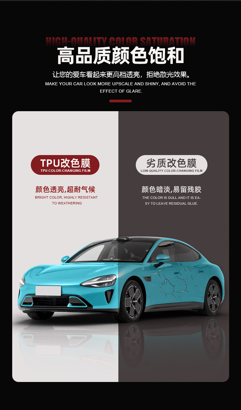 Tpu Chameleon Green-Blue-Purple Car Paint Protection Film 1.52X15M Self-Adhesive Self-Healing Anti-Scratch Wrapping Film 7.5