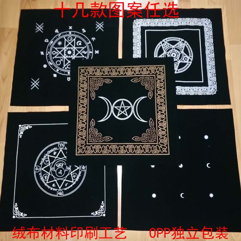 Franela negra tarot mantel juego de mesa estrella de cinco puntas fase lunar Luen estrella Luna ocho mapa