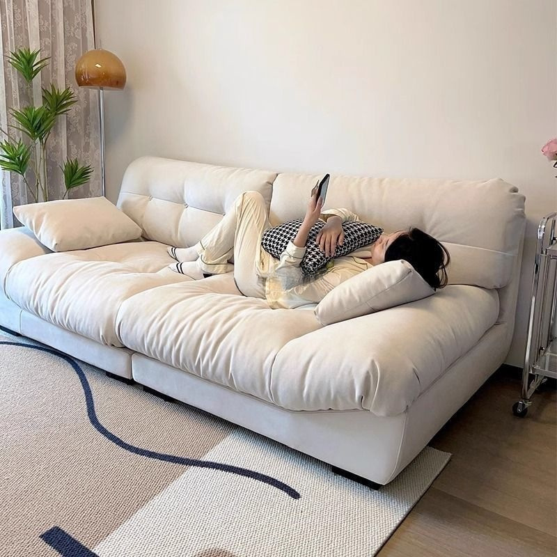Cloud Fabric Sofa Living Room New Small Apartment Modern Simple Double Rental Room Bedroom Straight Lazy Lounge Chair