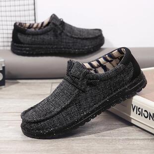 2025 plus size Men's Shoes Loafers Korean Style Fashionable Casual Trendy Men's Breathable Lightweight Lazy Slip-on Light Canvas Shoes