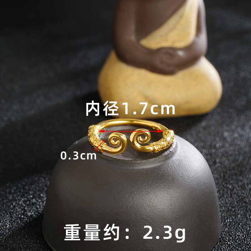 Vintage tide vietnamita arena oro brazalete de oro barra de arnés en relieve suave estricto anillo abierto accesorios al por mayor