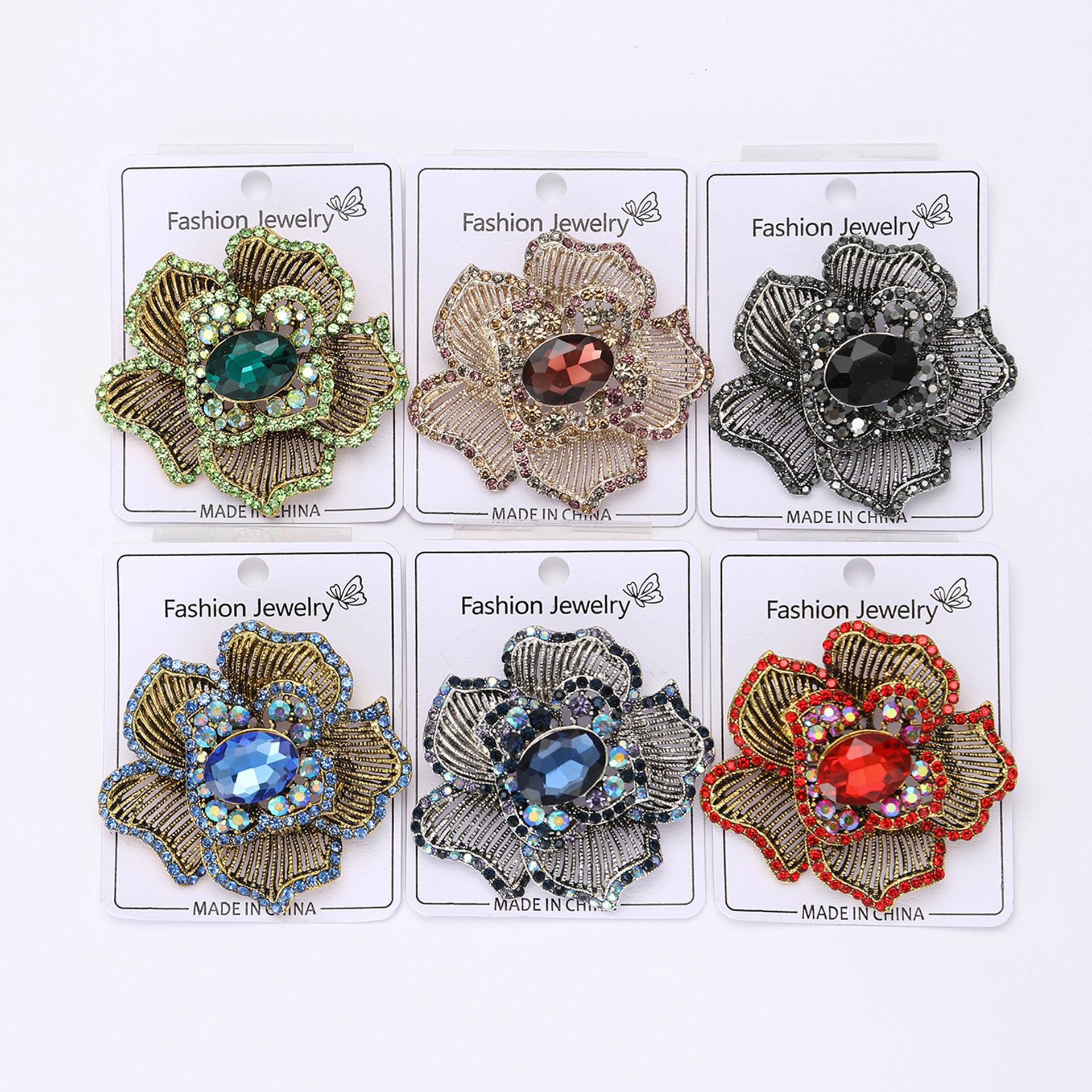 37g Weight Rhinestones Inlay Material Brooches Classification Business, Cocktail Party Occasion Alloy Material Flower Pattern All Seasons Season Women's Gender Retro Style Retro Pin Flower Alloy Rhinestones Women's Brooches 无