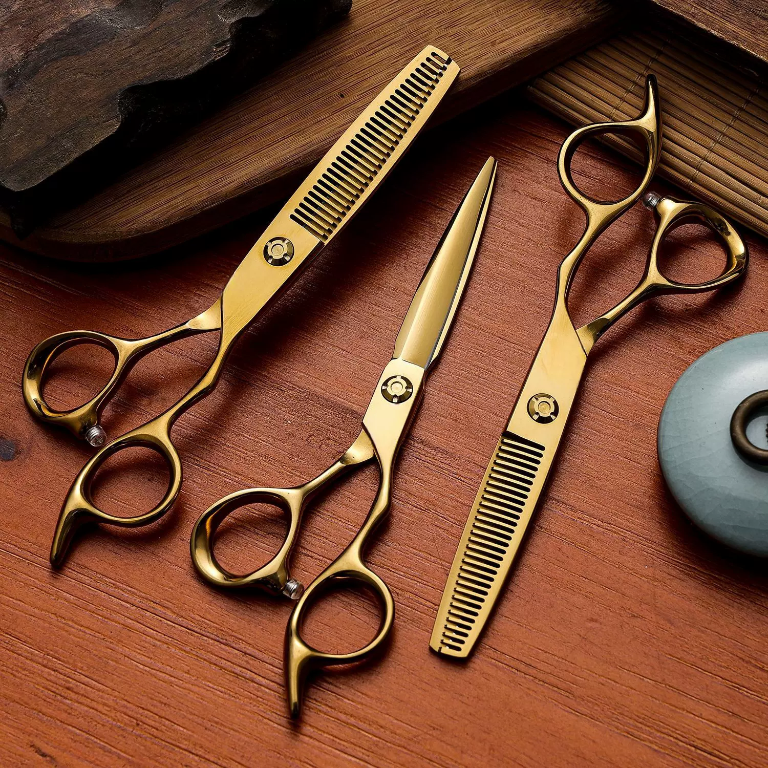 金色美发剪刀 畅销款 牙剪 平剪 KE-6寸 理发师剪刀 厂家批发理发