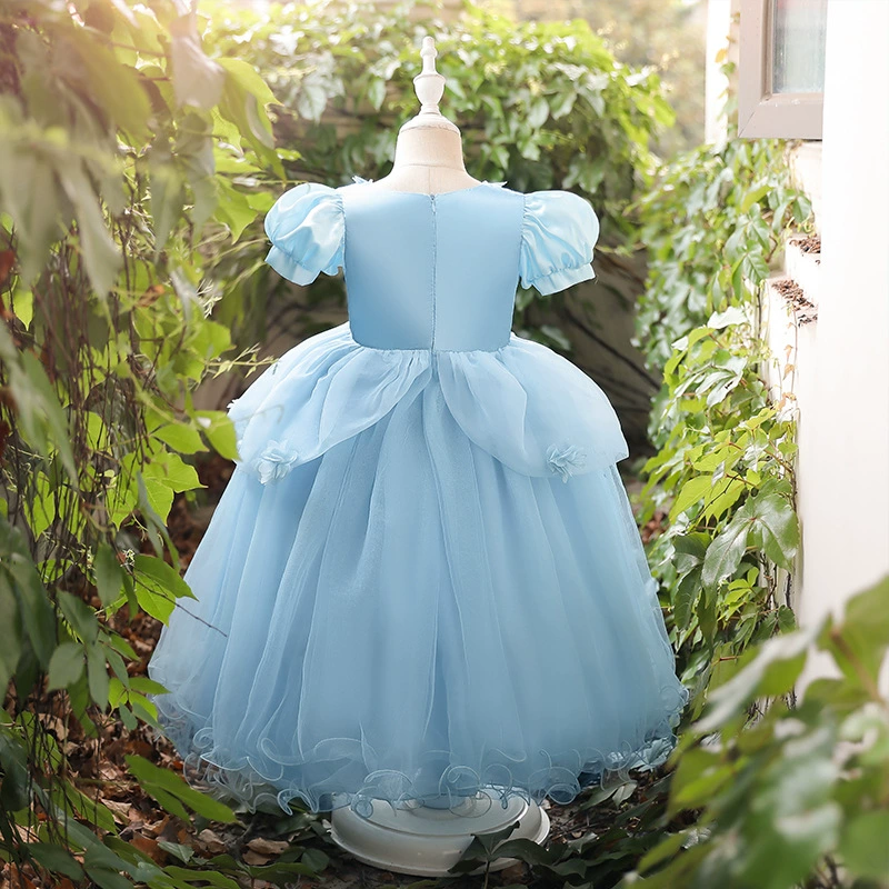 Summer small princess costume, dress, 2024 years, with short sleeve, children's clothing