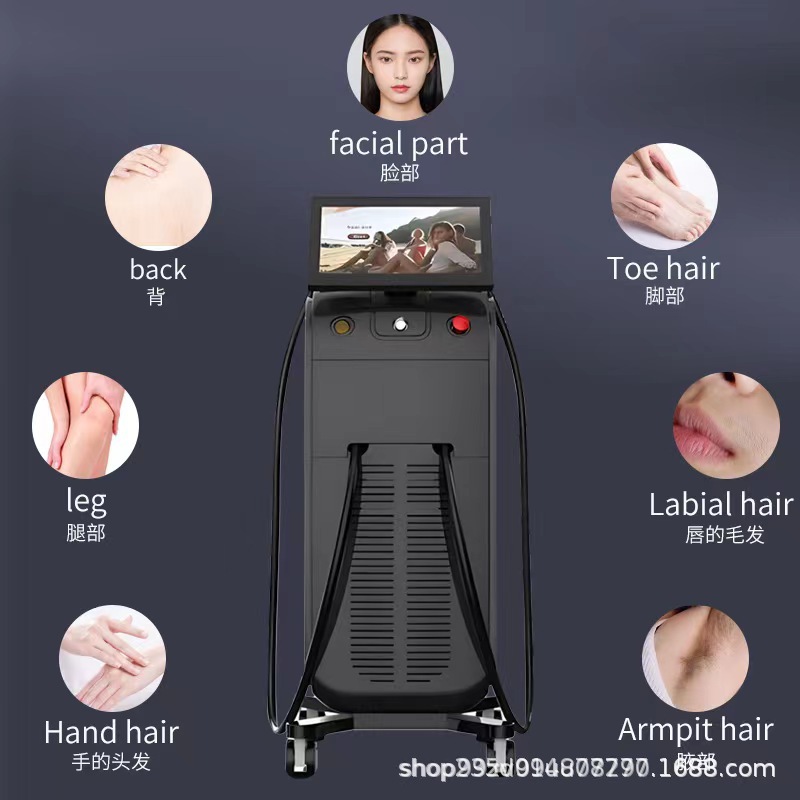 Soprano Instrumento de belleza de titanio Instrumento de rejuvenecimiento de diodos de cuatro bandas Máquina de limpieza de cejas