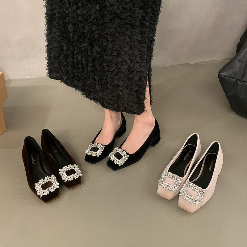 Black comfortable elegant Mary Jane shoes square toe with…