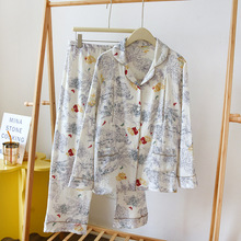 夏季棉纱甜美风花海女神孕妇套装春秋薄款绉布产后大码月子服喂奶