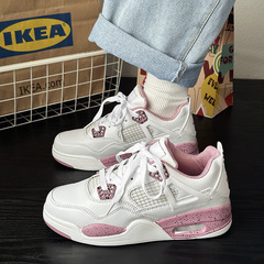 2023春季水泥粉氣墊慢跑步鞋ulzzang潮流軟妹風白色休閒運動鞋女